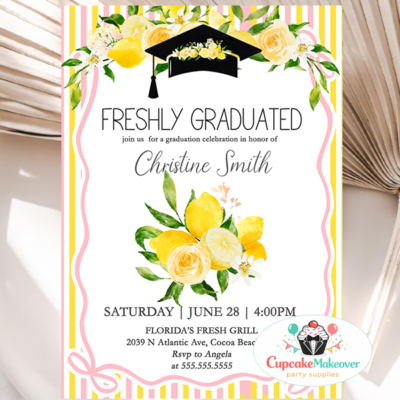 lemon graduation invitation freshly graduated invite citrus graduation party yellow graduation invite summer graduation invitation lemon theme party invite graduation invitation 2026 floral citrus invite fun graduation invite printed graduation invitation digital graduation invite class of 2026 invite