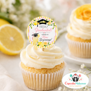 graduation cupcake topper lemon graduation topper freshly graduated topper citrus graduation decor cupcake topper graduation yellow graduation party